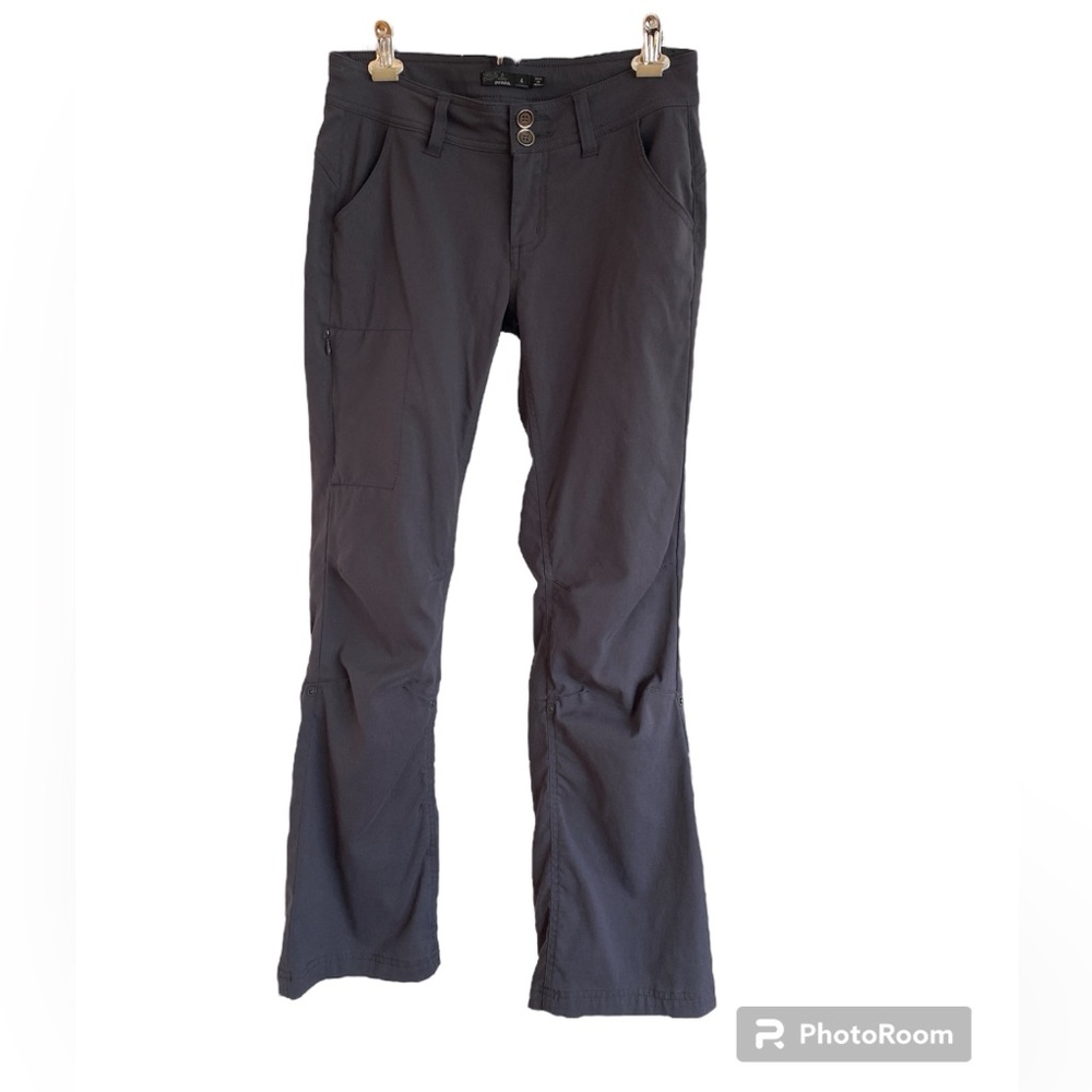 Prana Womens size 4 Gray Flare Leg Hiking Pants Convertible Mid Rise Grey